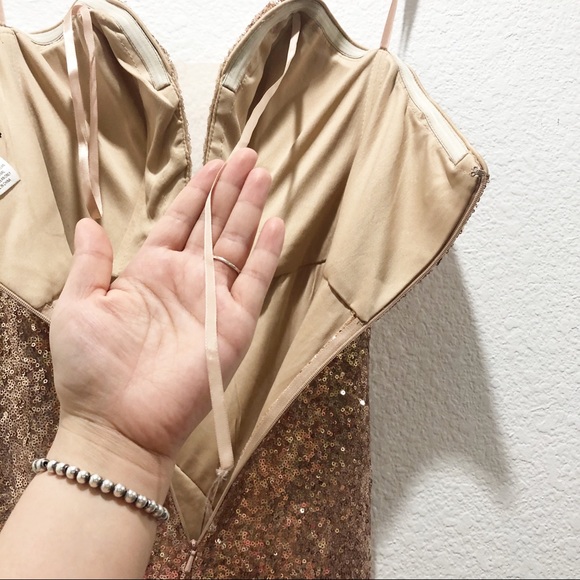 NWOT LA FEMME ROSE GOLD SEQUIN DRESS - Picture 6 of 16